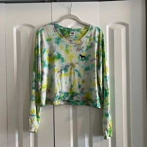 Womens PINK by VS long sleeve tie dye crop